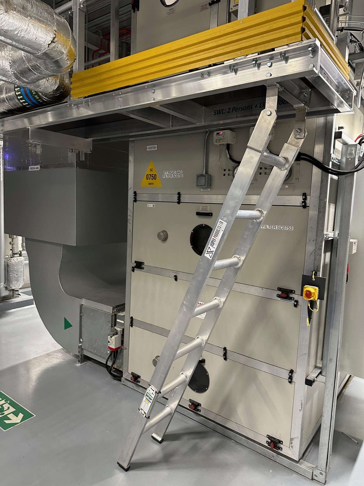 Access ladder to bespoke Platform for machine Maintenance