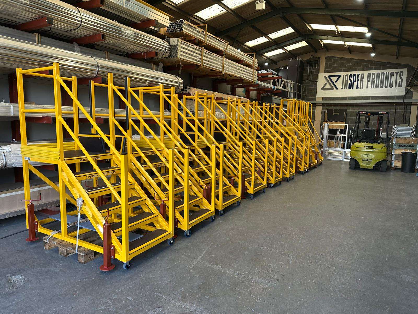 painted steps for access to train driver cab